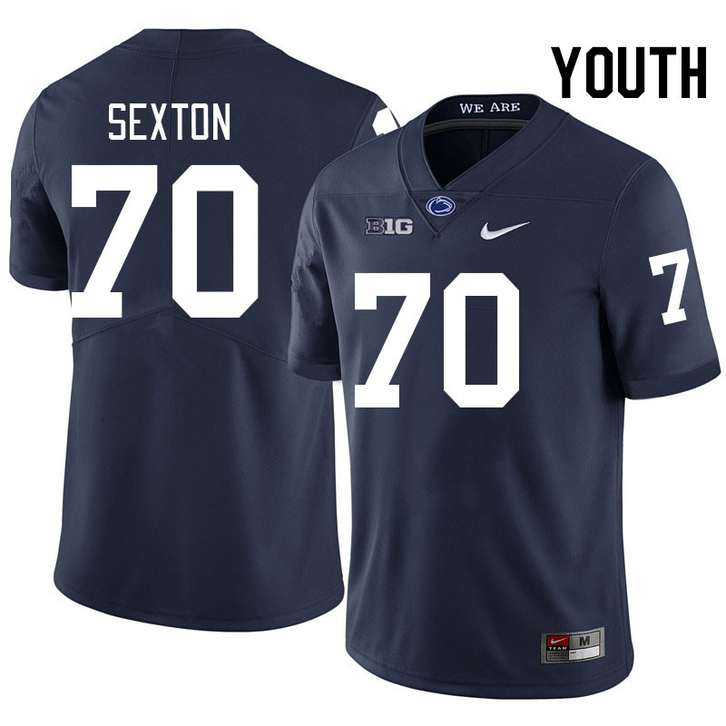 Youth #70 Garrett Sexton Penn State Nittany Lions College Football Jerseys Stitched-Navy